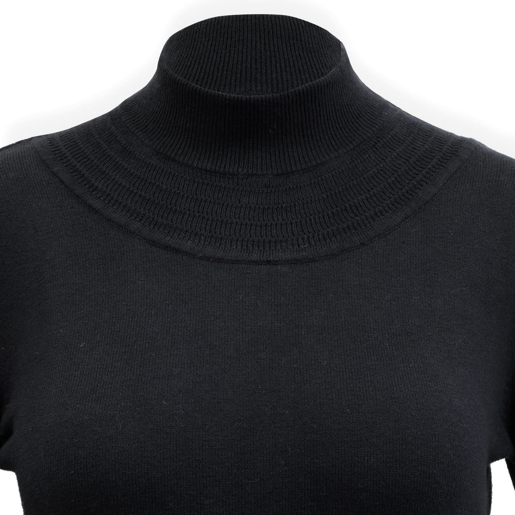 Mock Neck Puff Sleeve Sweater Dress
