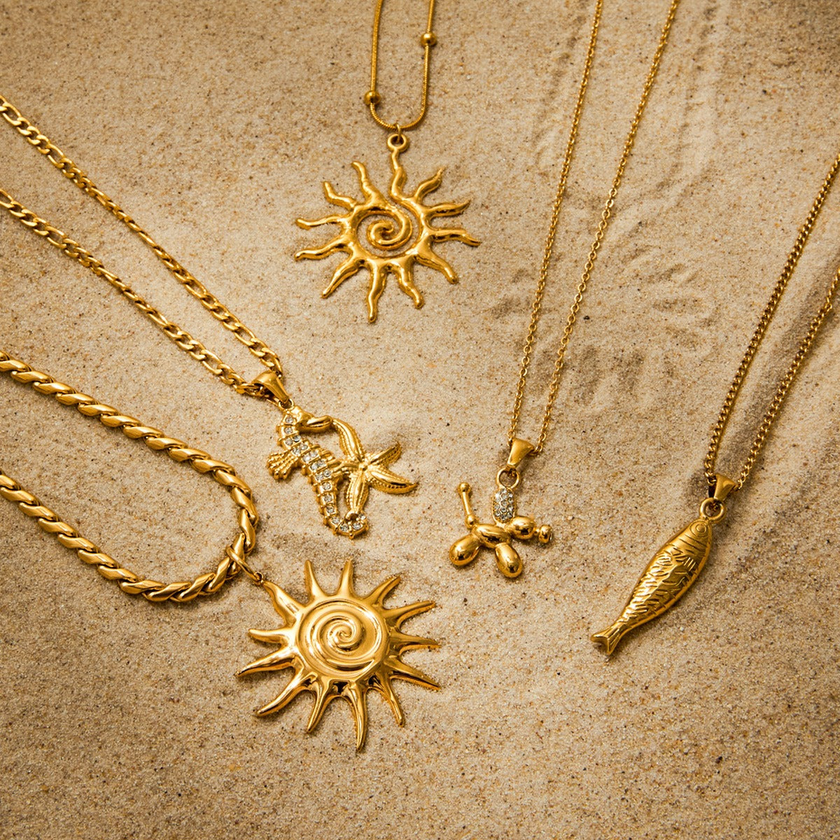 18K gold geometric shape with texture design high-end unique necklace