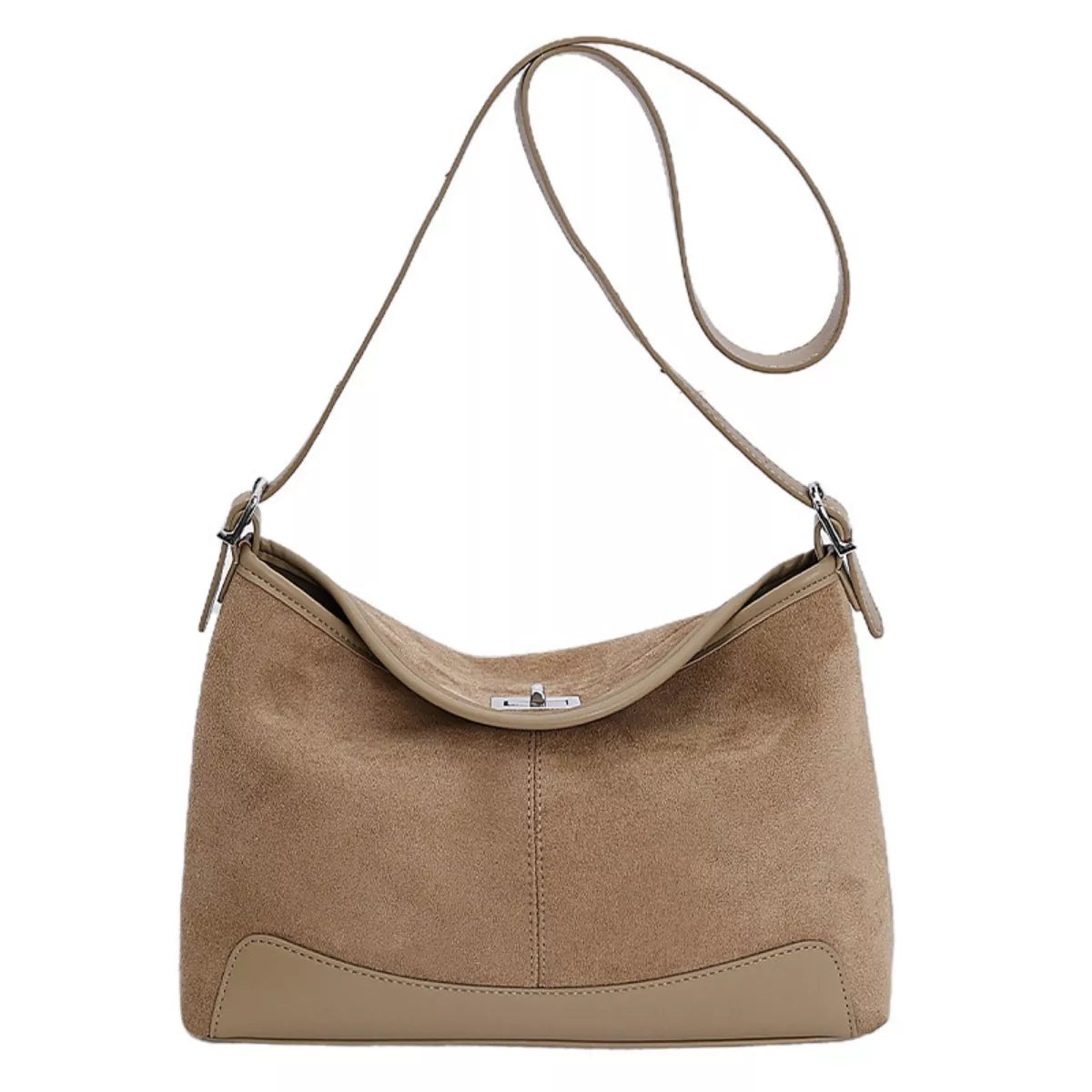 Suede Crossbody Bag with Adjustable Strap