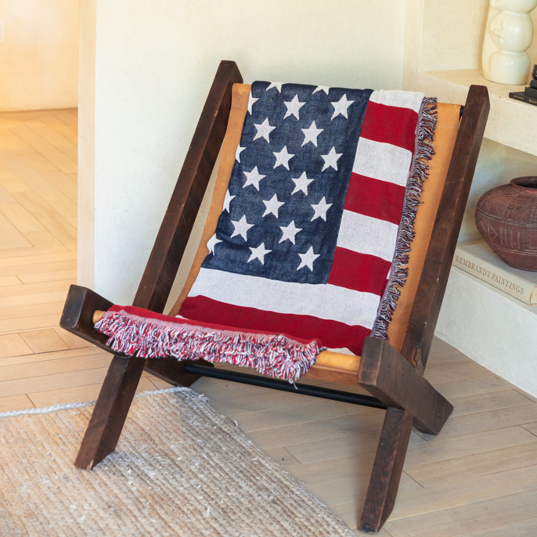 USA Flag Woven Throw Blanket