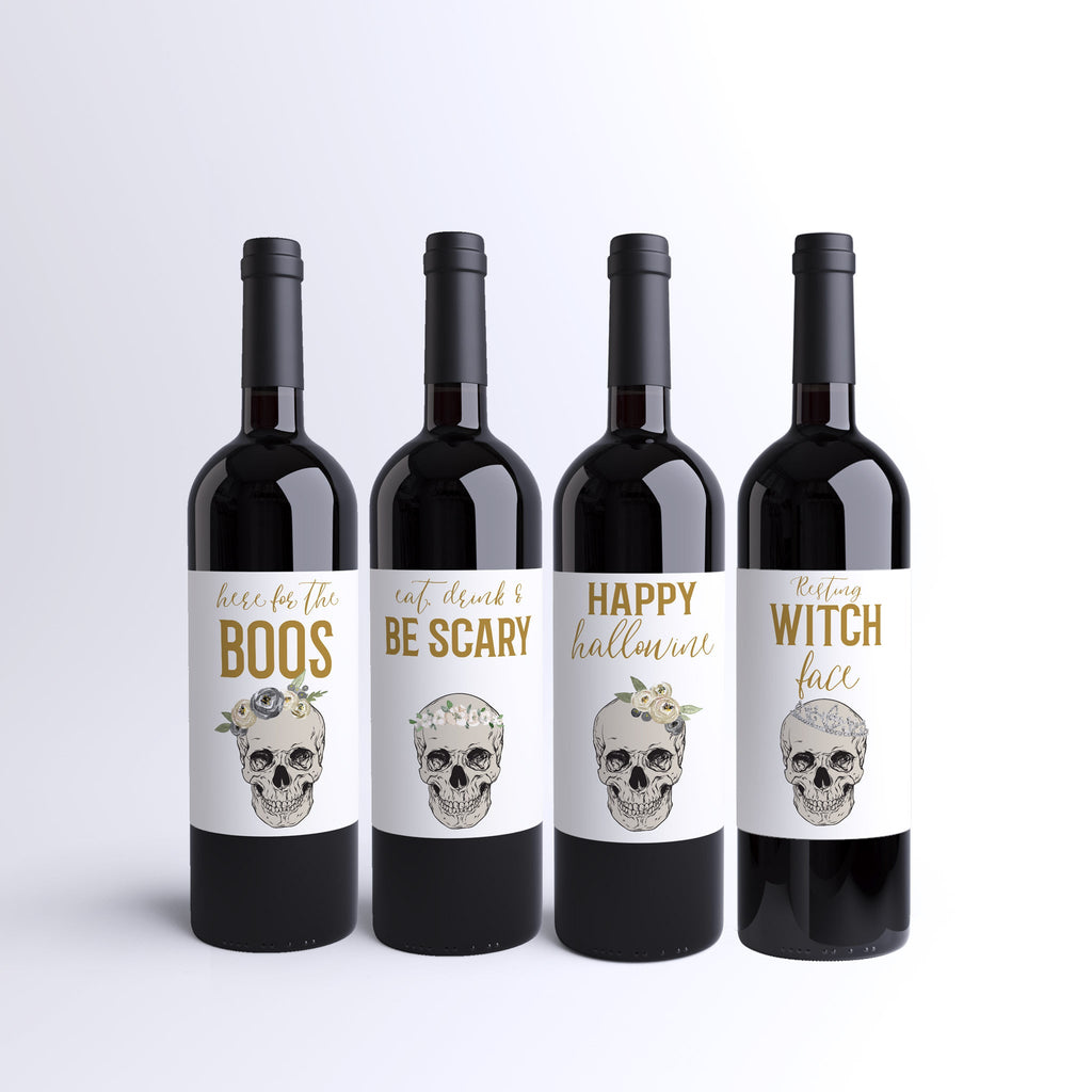 Halloween Wine Labels, Pack of 4