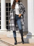 Longline Plaid Button-Up Coat