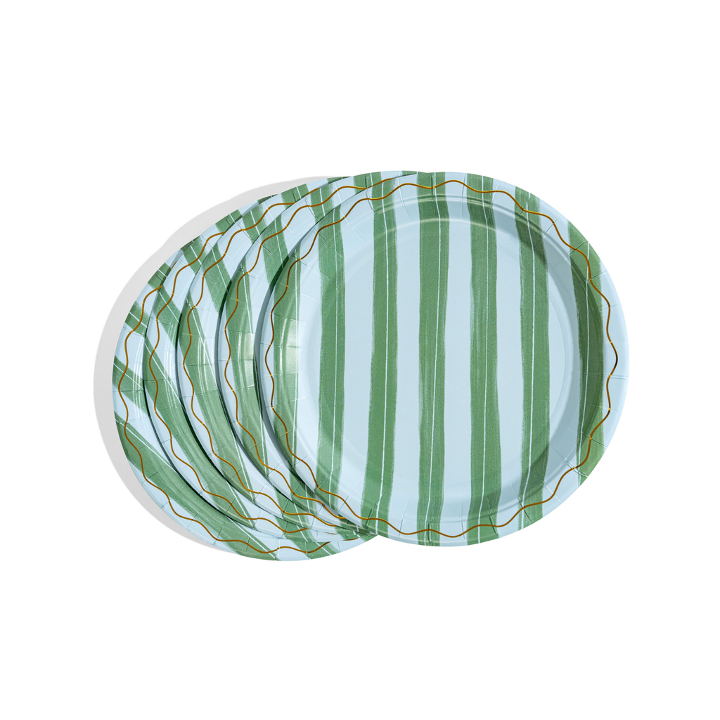Blue & Green Stripe Dinner Plates