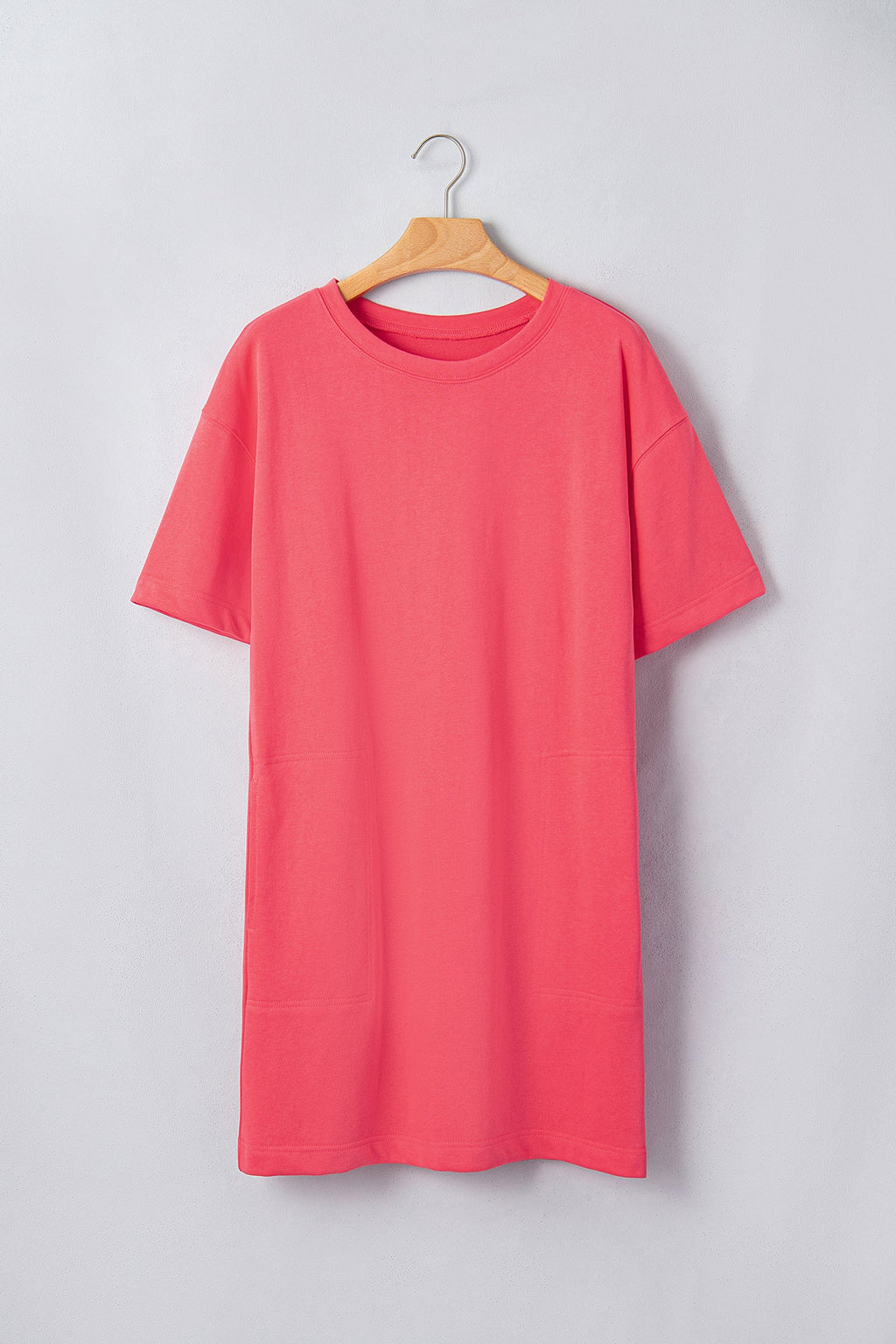 Solid Drop Shoulder Loose T-Shirt Mini Dress