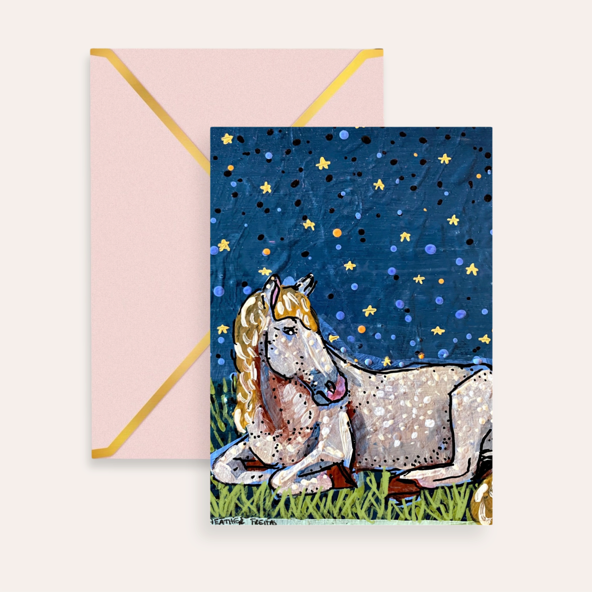 Sleeping Horse Starry Night Fine Art Greeting Card