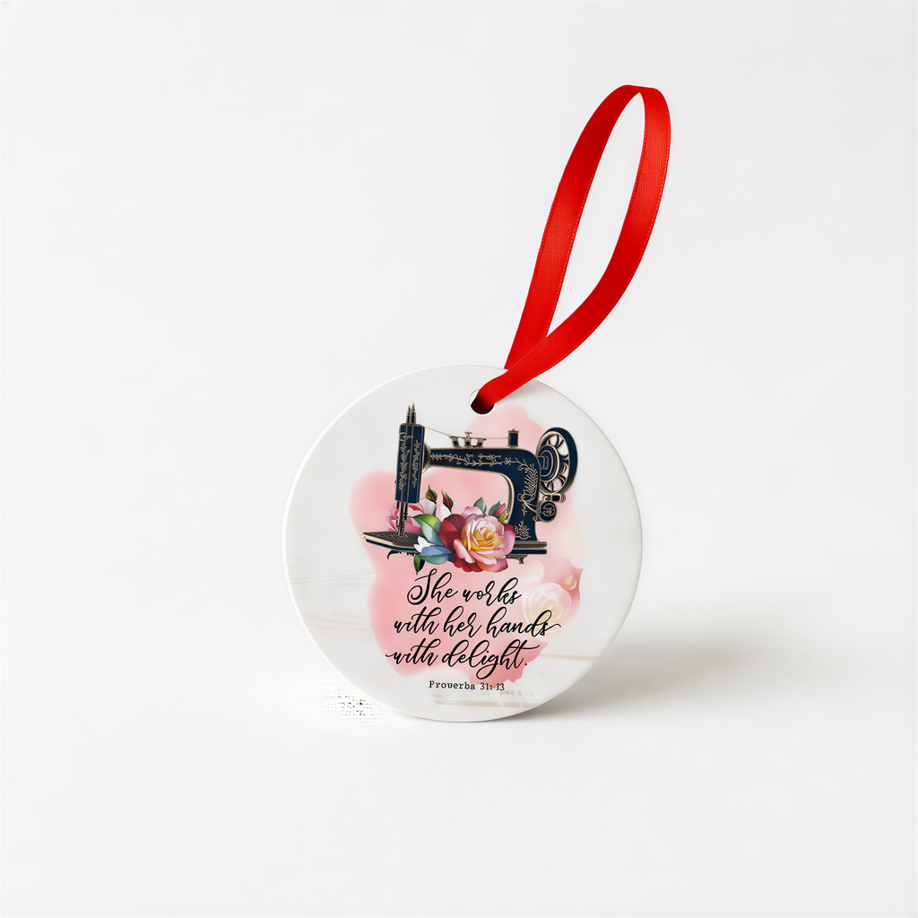 Proverbs 31 Ornament, Sewing Machine Christmas Ornament secret santa stocking stuffer gift for women