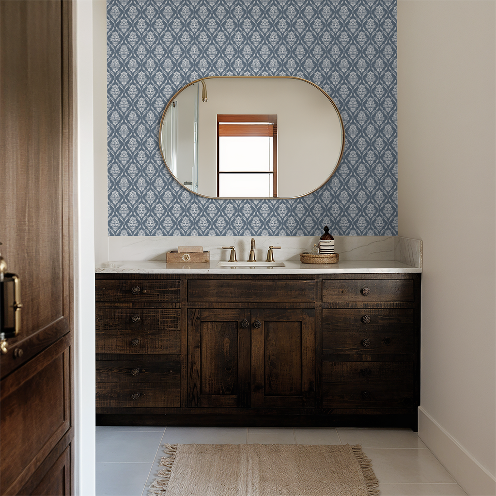 Farmhouse Revival (Blue) Wallpaper