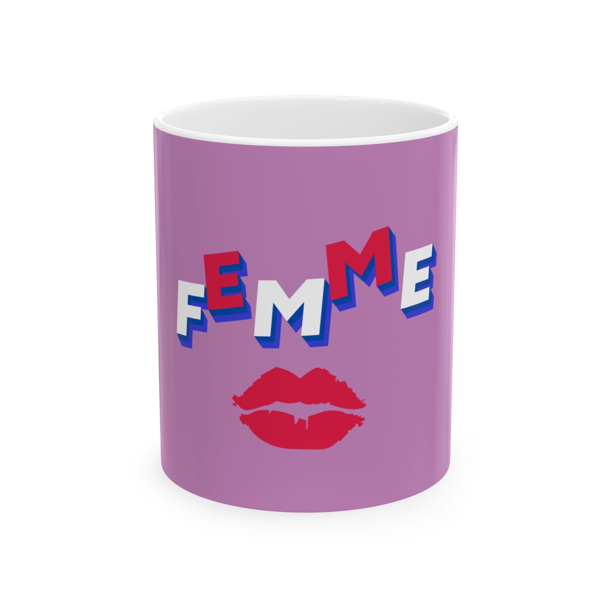 Femme Kiss Ceramic Mug, VIOLET —WIFE  Coffee Cup
