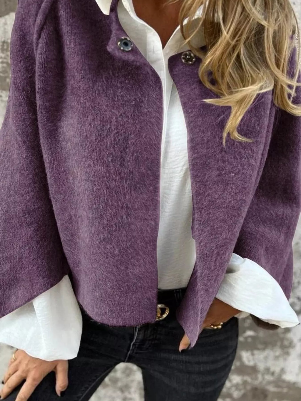 Full Size Solid Color Long Sleeve Outerwear Plus Size