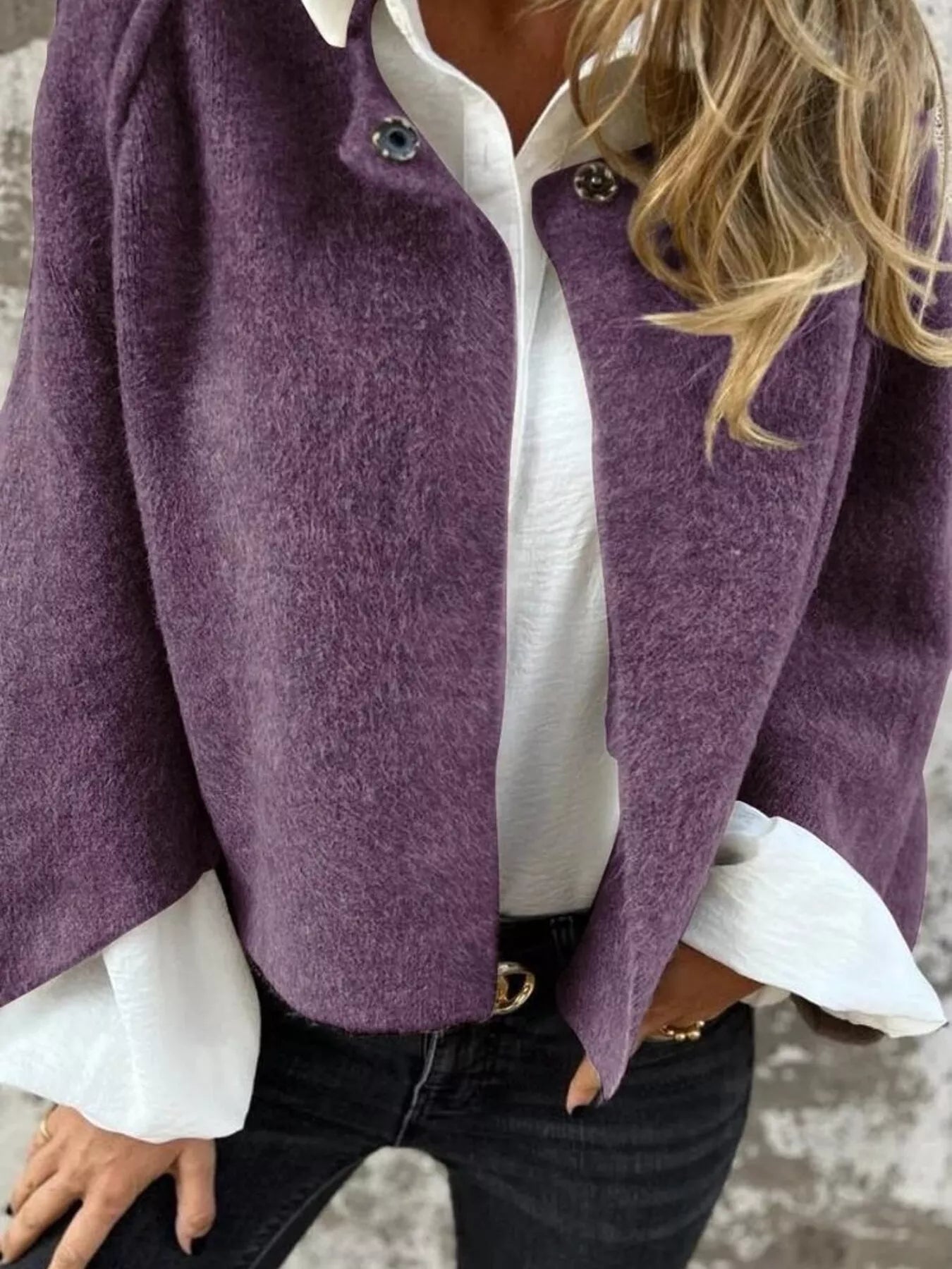 Full Size Solid Color Long Sleeve Outerwear Plus Size