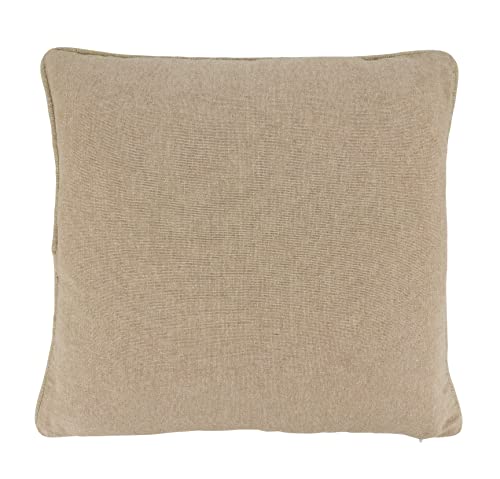 Fennco Styles Beaded Embroidered Snowflake Cotton Throw Pillow 18" W x 18" L - Natural Holiday Cushion for Christmas, Home, Couch, Living Room Décor, Special Occasion