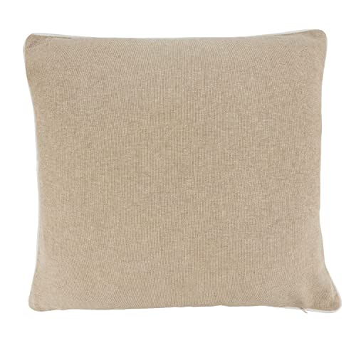 Fennco Styles Hand Beaded & Embroidered Reindeer Cotton Decorative Throw Pillow 18" W x 18" L – Natural Holiday Cushion for Home, Couch, Sofa, Bedroom, Office, Christmas Décor and Special Occasion