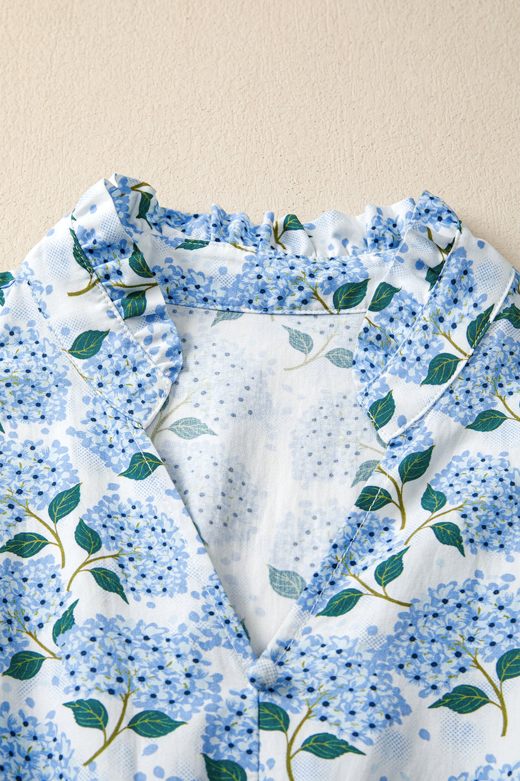Floral Hydrangea Ruffle Flutter Sleeve Maxi Dress