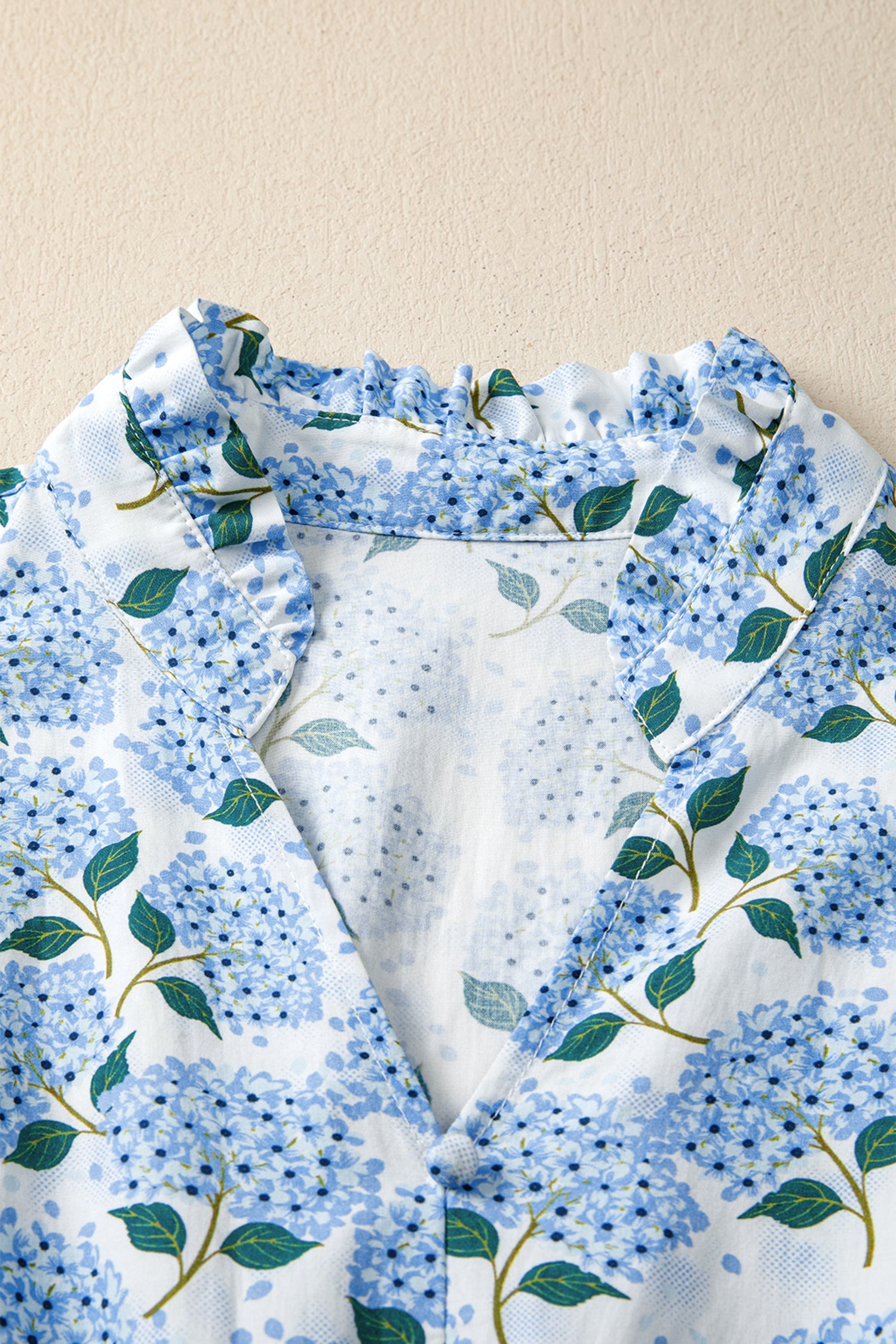 Floral Hydrangea Ruffle Flutter Sleeve Maxi Dress