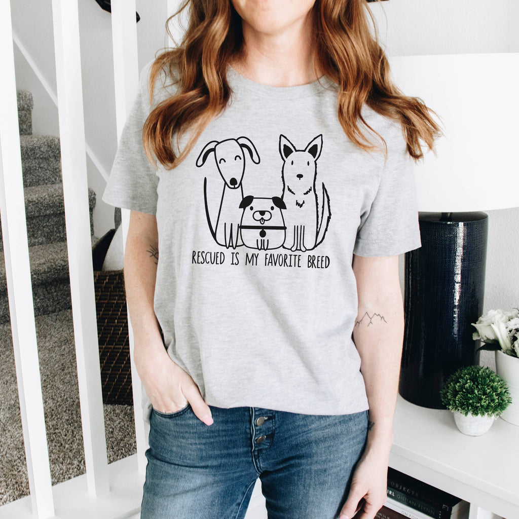 Rescued Is My Favorite Breed Dog Tshirt – Soft Bella Canvas Tee For Dog Lovers