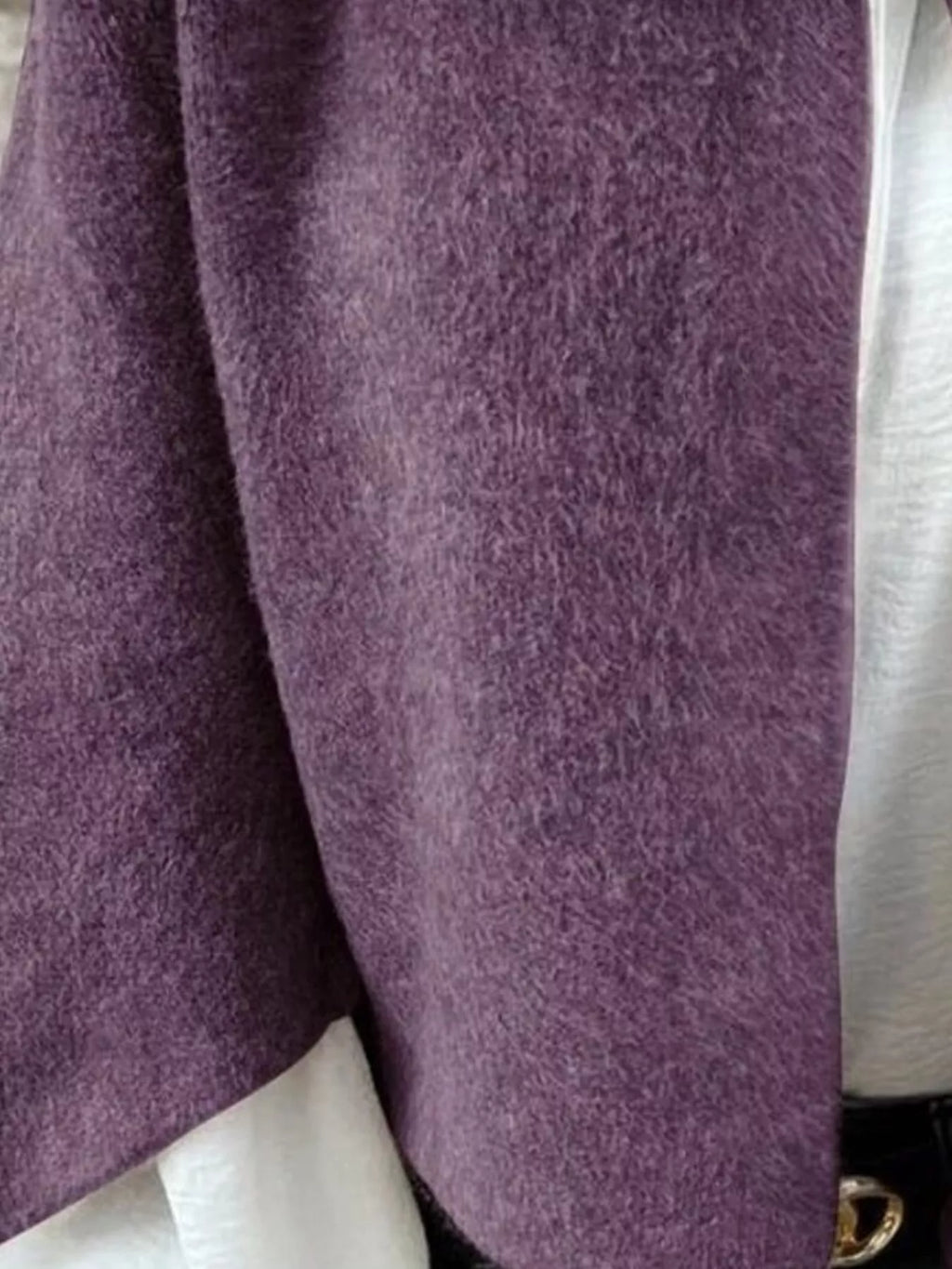 Full Size Solid Color Long Sleeve Outerwear Plus Size
