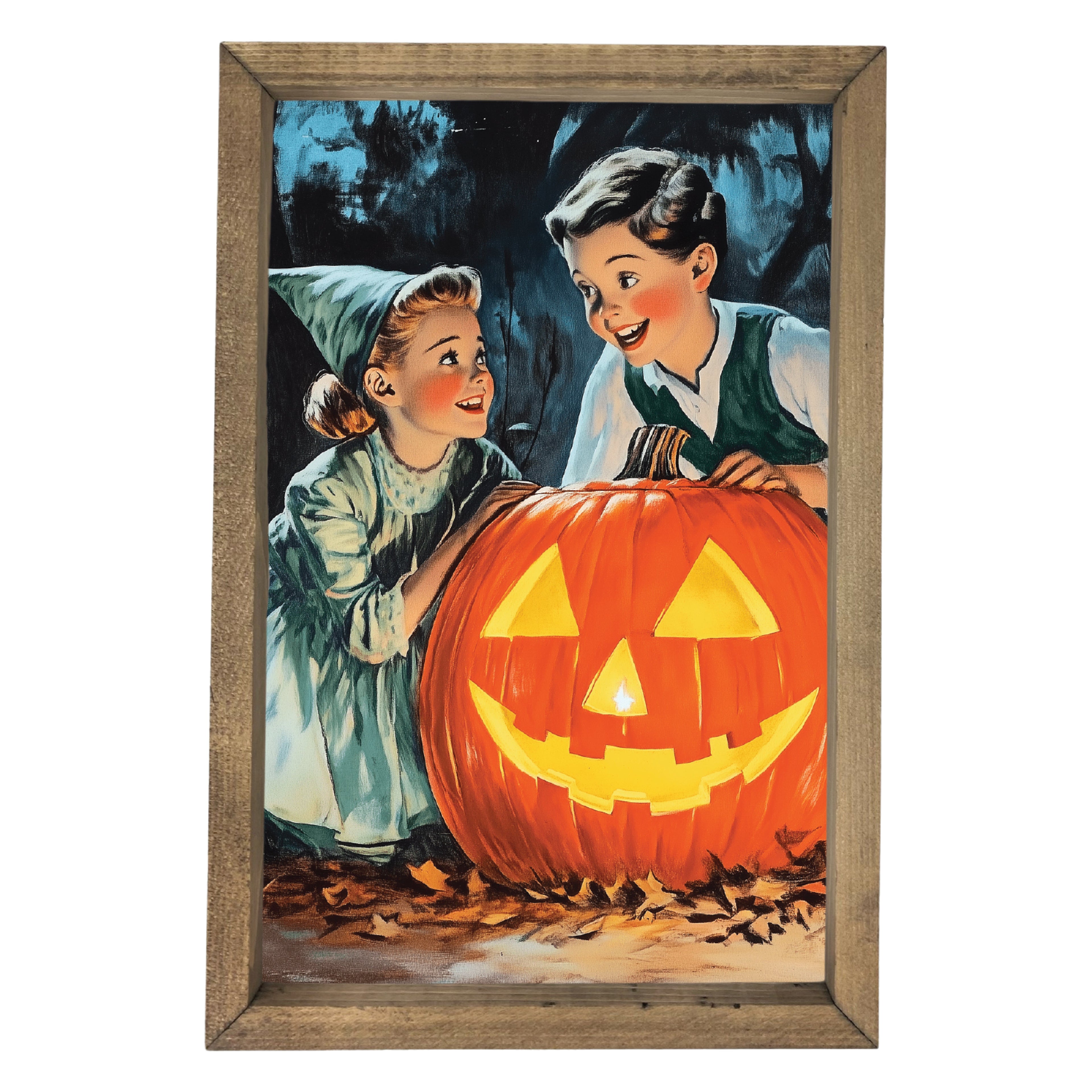 Sharing a Pumpkin Framed Art