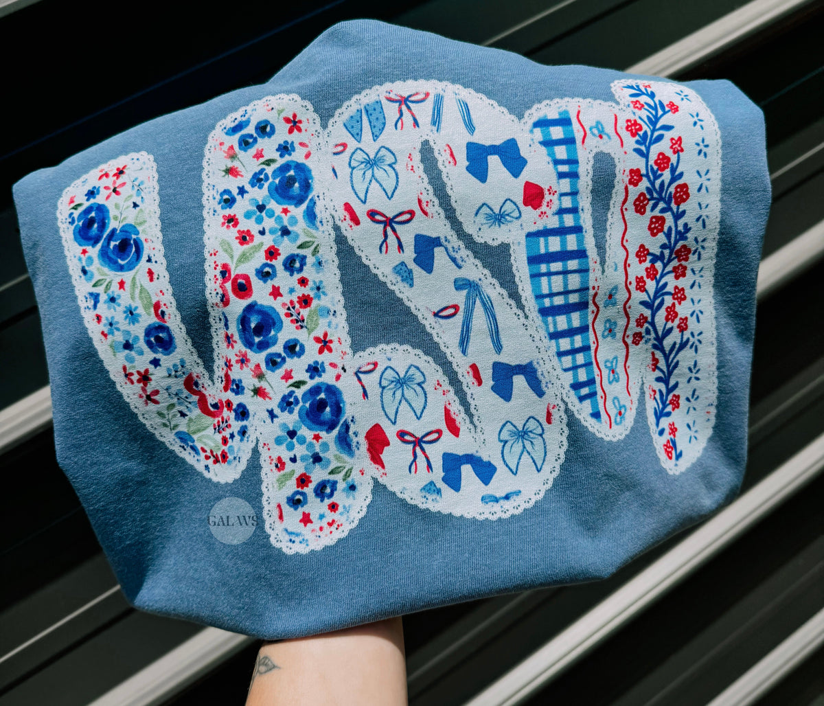 USA faux lace 4th if july tee or sweatshirt