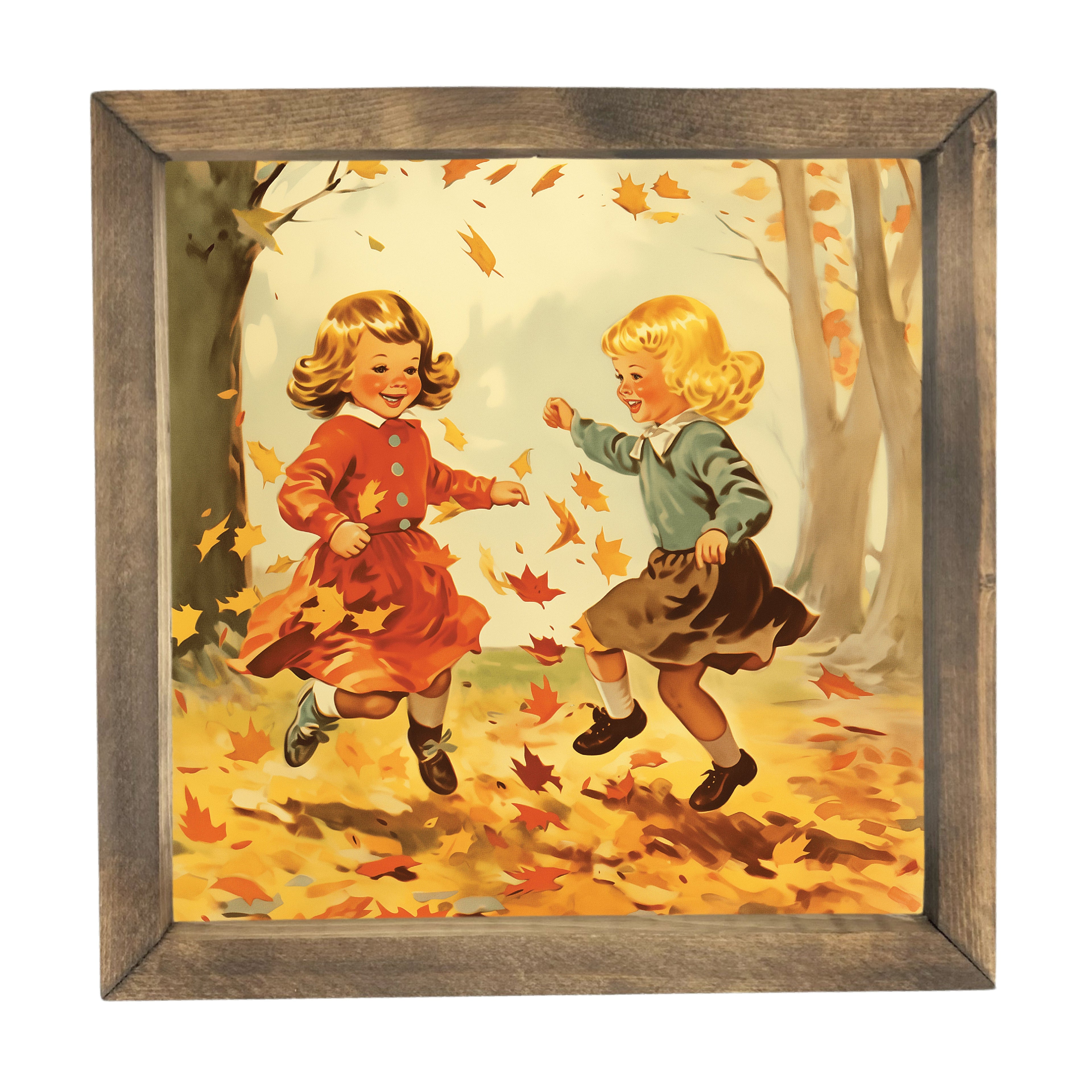 Playing in the Leaves Framed Art