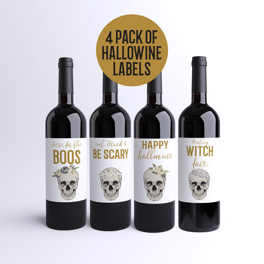 Halloween Wine Labels, Pack of 4