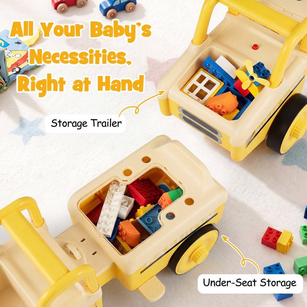 4-in-1 Ride On Push Car with Music and Storage
