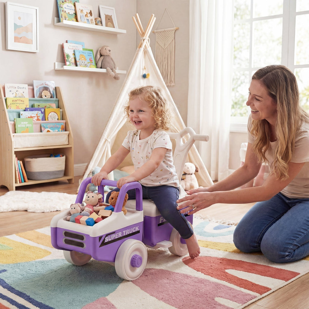4-in-1 Ride On Push Car with Music and Storage