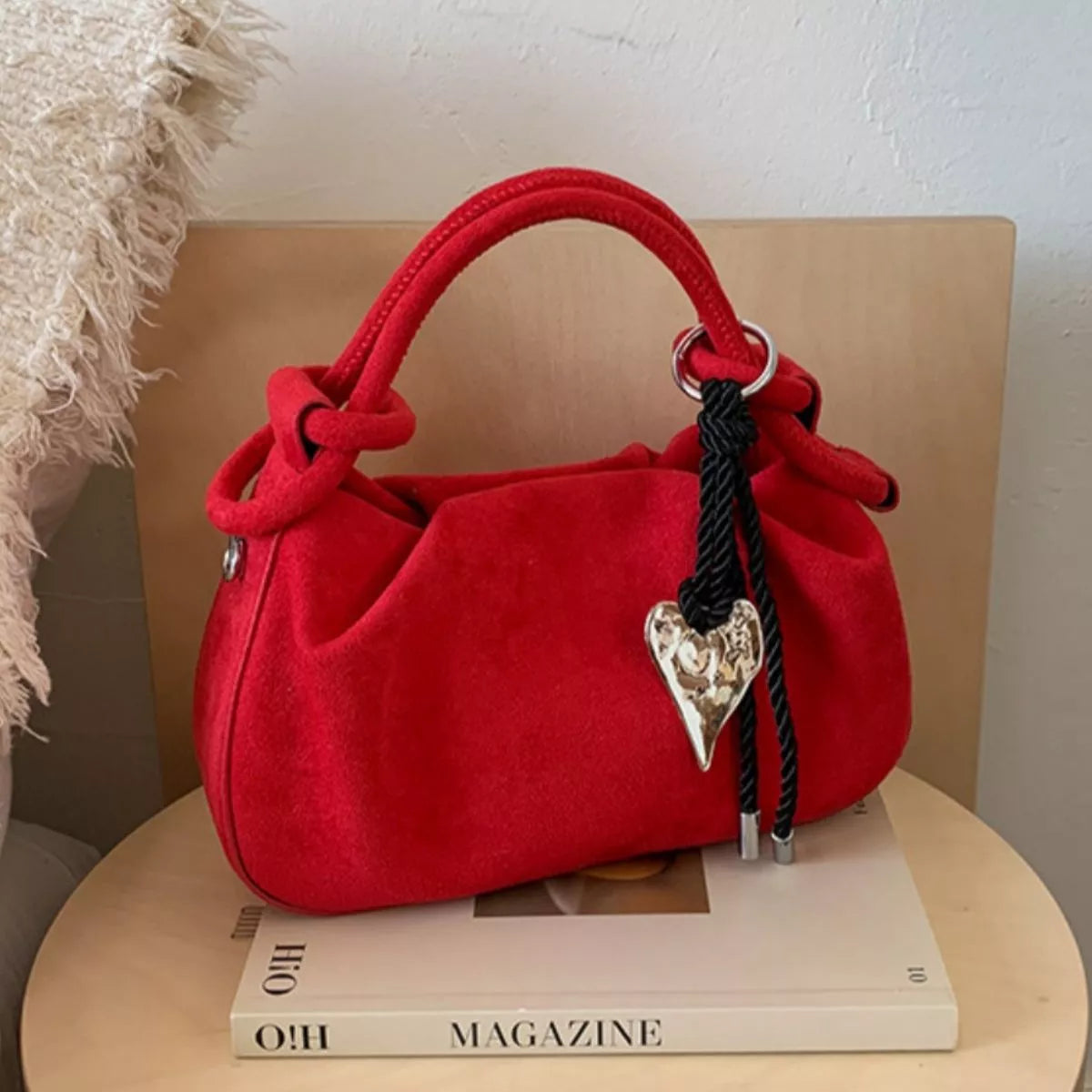 Suede Mini Crossbody Bag with Adjustable Strap