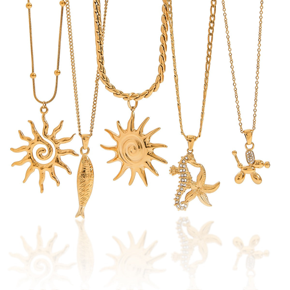18K gold geometric shape with texture design high-end unique necklace