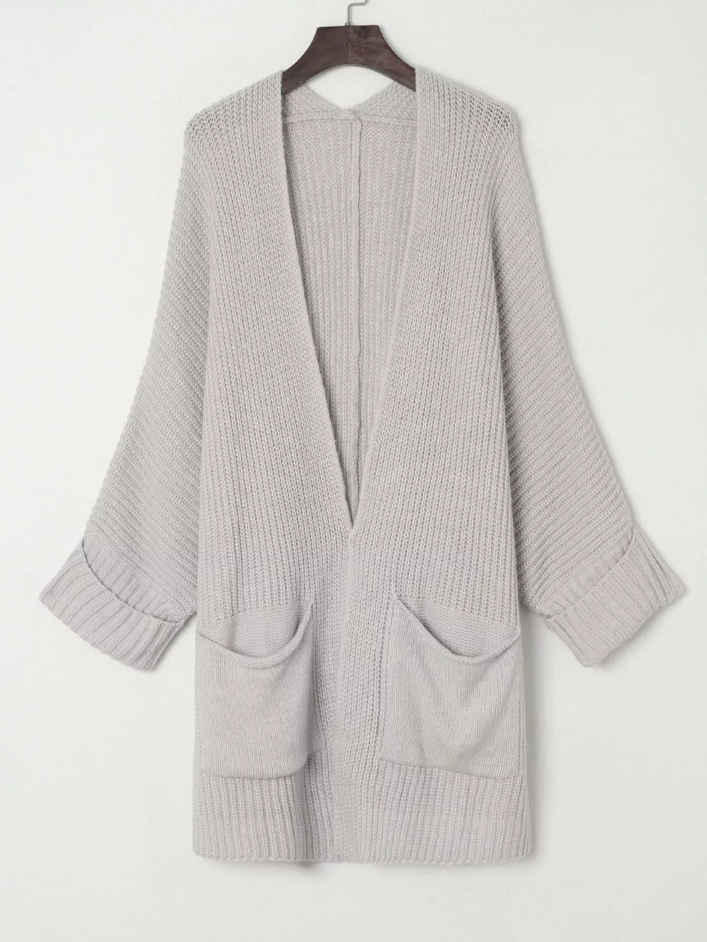 Oversized Fold Over Sleeve Open Front Cardigan