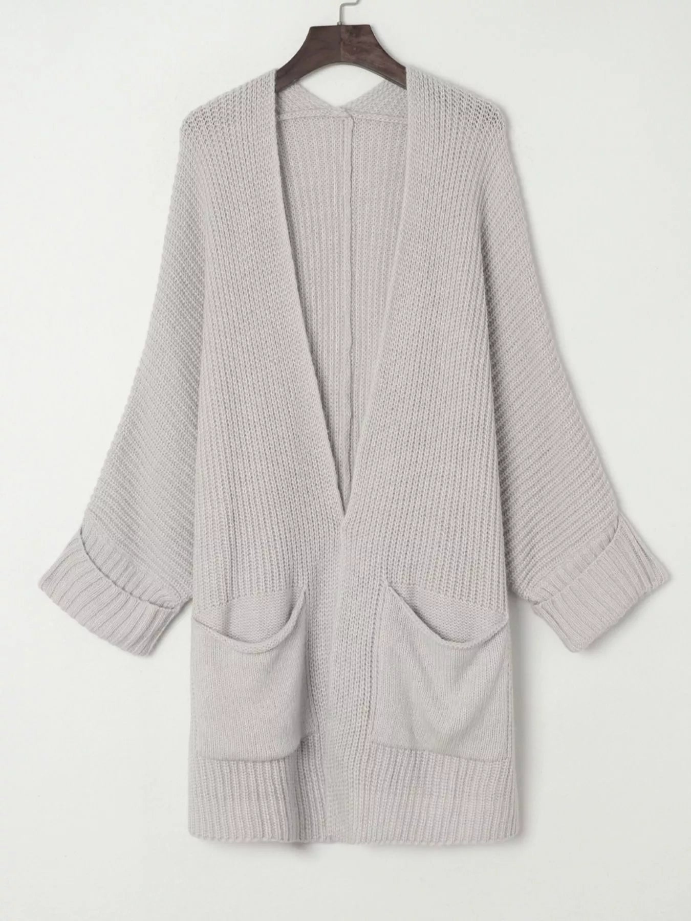 Oversized Fold Over Sleeve Open Front Cardigan
