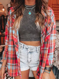 Oversized Plaid Button Up Shirt