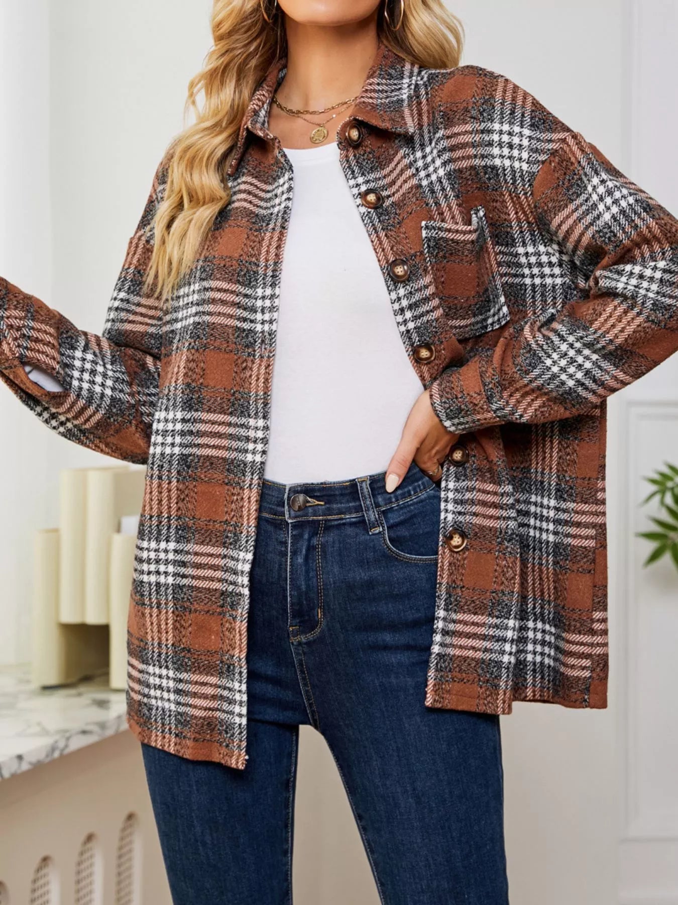 Plaid Button-Up Shirt