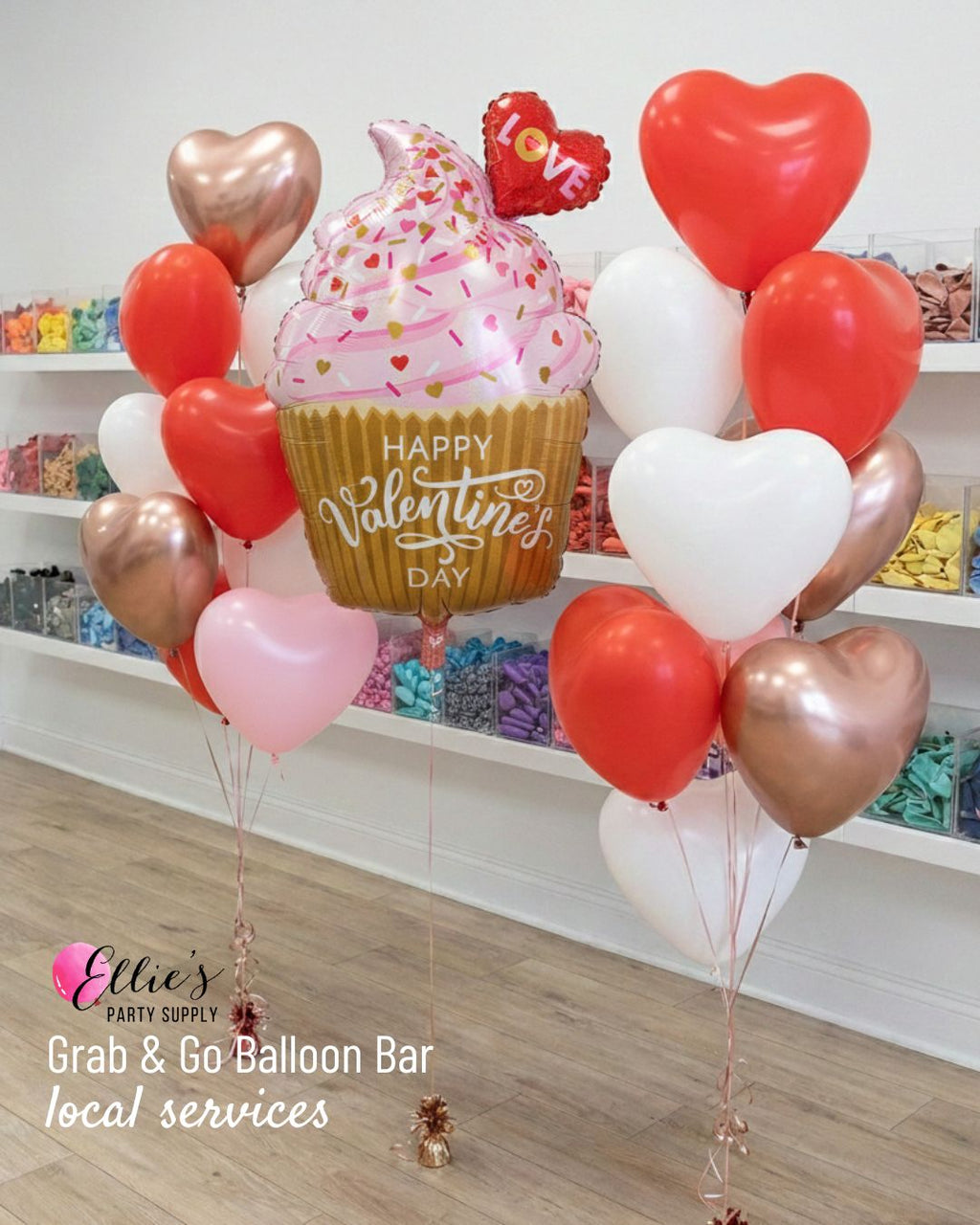 Valentine's Cupcake Balloon Bouquet