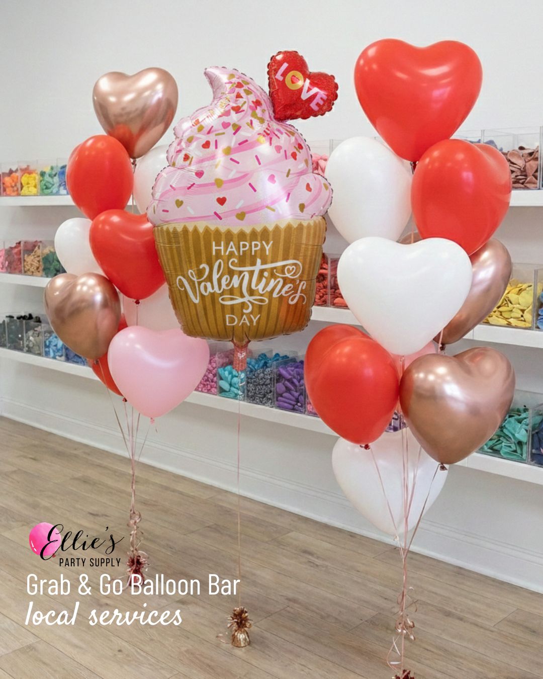 Valentine's Cupcake Balloon Bouquet
