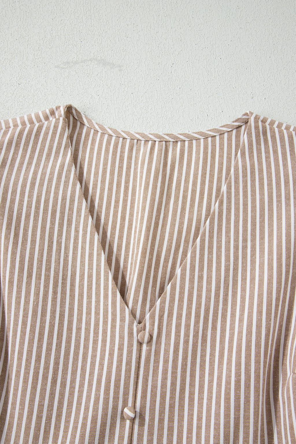 Stripe Flutter Sleeve Buttoned V-Neck Maxi Dress