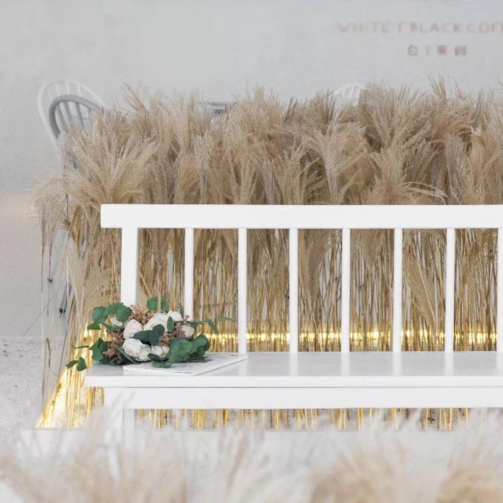 50Pcs/Bunch 50cm Natural Phragmites Reed Flowers Bulrush Bouquet Big Dried Pampas Grass Wedding Decoration Home Fall Decor