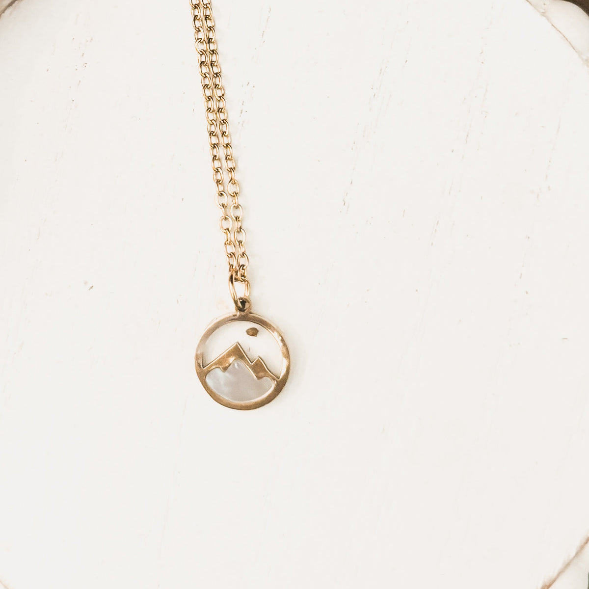 Beautiful Gold or Silver Mountain and Mustard Seed Faith Necklace