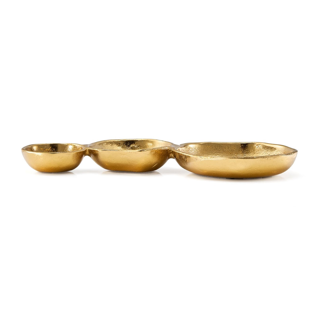 3 Cluster Decorative Bowls Gold Hammered Snack Tray Bowl Chip