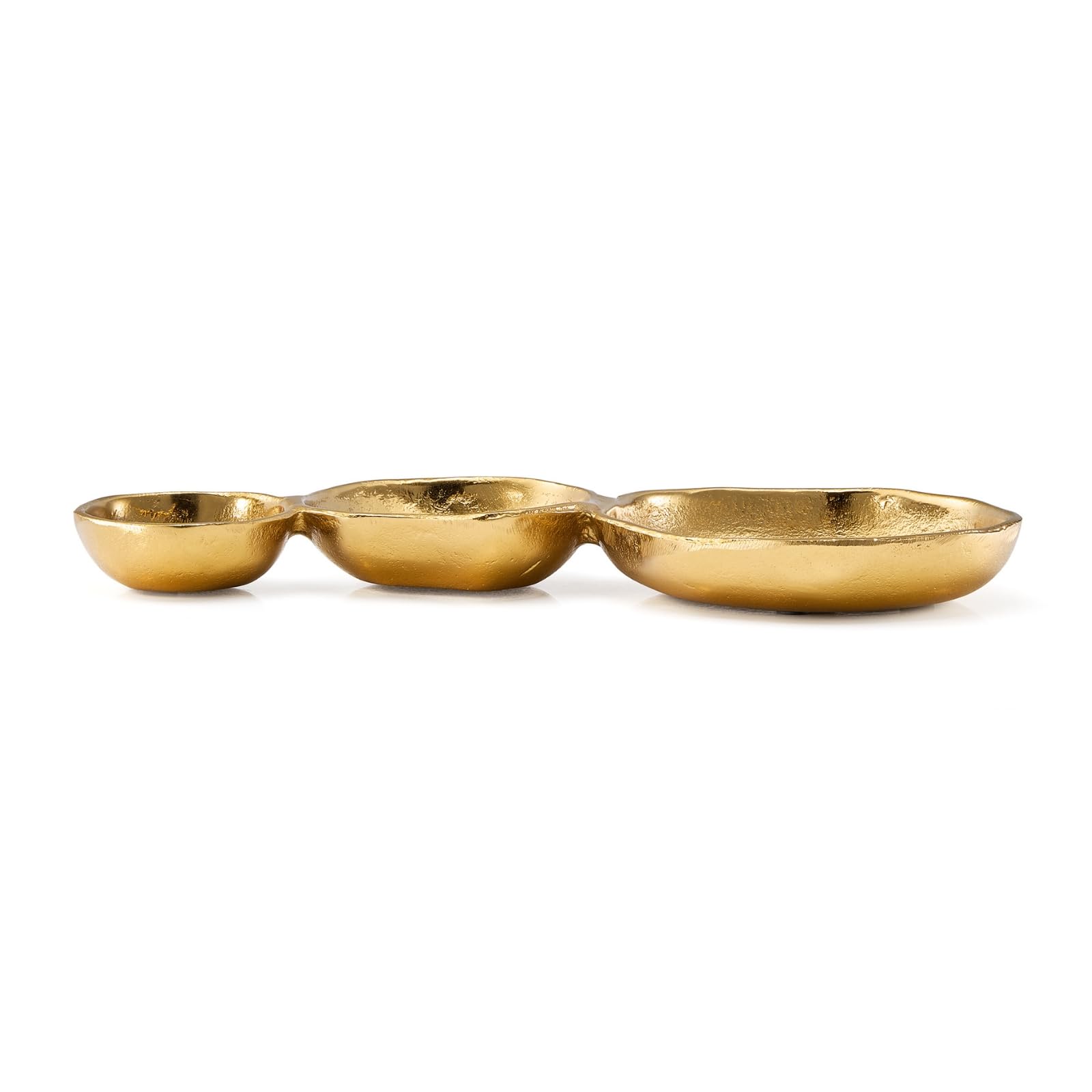 3 Cluster Decorative Bowls Gold Hammered Snack Tray Bowl Chip