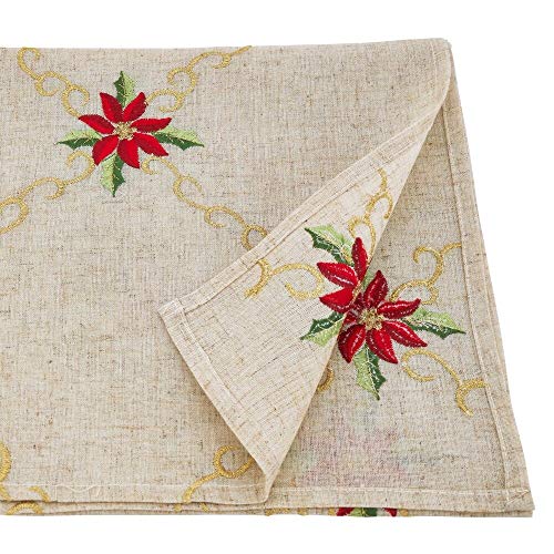 Fennco Styles Holiday Christmas Embroidered Snowflak 16 x 72 Inch Table Runner - Festive Table Runner for Christmas Banquets, Family Gathering, Special Events and Holiday Home Décor
