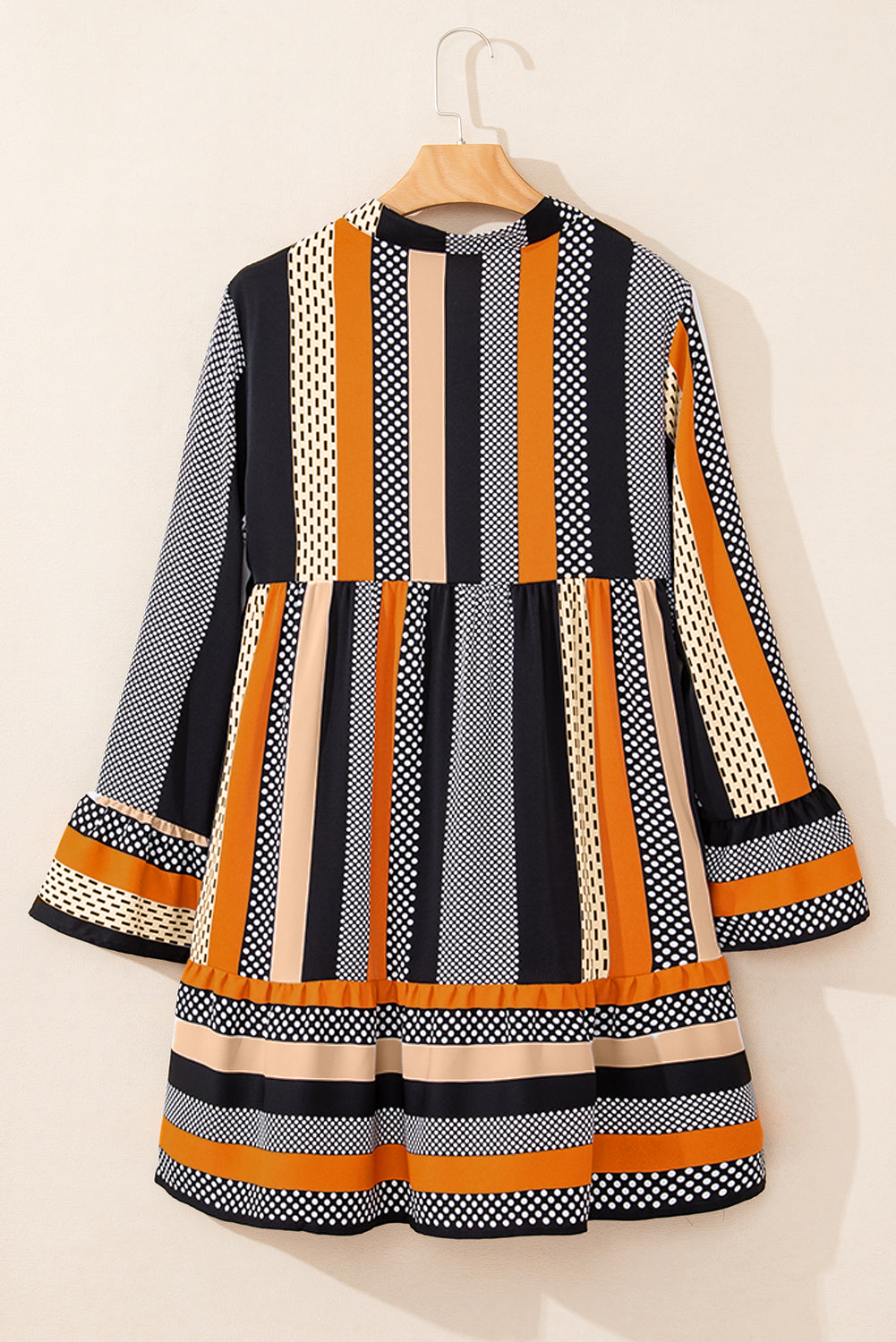 Stripe Polka Dot Ruffle Hem Mini Dress