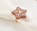 Fennco Styles Christmas Gingerbread Star Design Napkin Rings, Set of 4 - Brown Festive Napkin Holders for Home Décor, Winter Festivals, Family Dinner, Banquets and Special Events