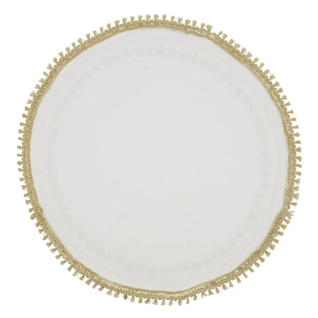 Fennco Styles Christmas Collection Embroidered Design Placemats 14" Round, Set of 4 - Festive Table Mats for Christmas, Winter Holidays, Home Décor, Banquet, Family Gathering, Special Occasion