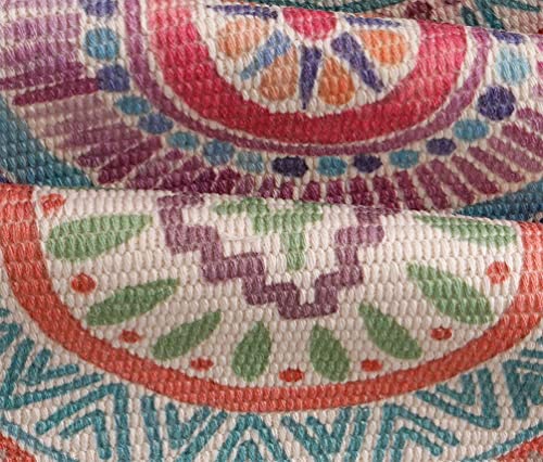 Fennco Styles Mandala Boho Woven Fringe Cotton Placemats 13" Round, Set of 4 - Multicolored Printed Heat Resistant Insulation Table Mats for Home, Kitchen Décor, Dining Table, Banquets, Holidays