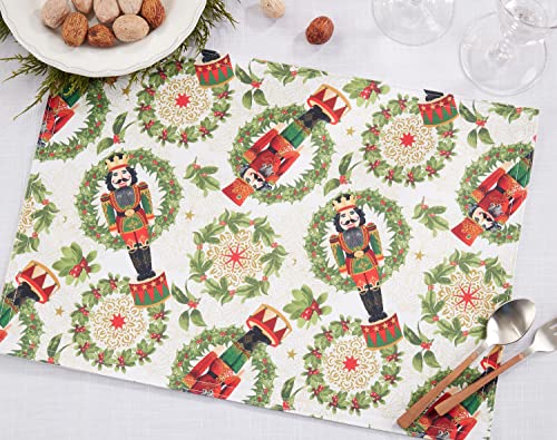 Fennco Styles Nutcracker Holiday Table Runner 16" W X 70" L - Red & Green Festive Table Cover for Christmas Décor, Dining Room, Banquet, Family Gathering and Special Events