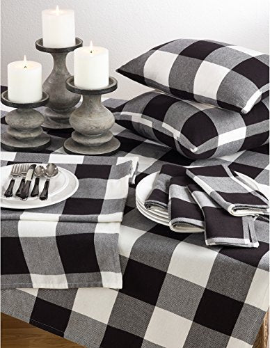 Fennco Styles Holiday Black Buffalo Check Plaid Cotton Cloth Napkins 20"x20", Set of 4