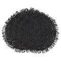 Fennco Styles Raffia Fringe Placemat 14" Round, Set of 4 - Black Woven Rustic Table Mat for Home, Dining Room, Banquets, Boho Decor, Family Gathering and Special Occasion