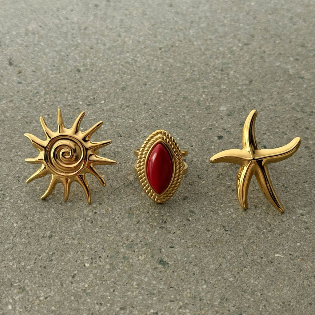 18K Gold Red Agate Ring