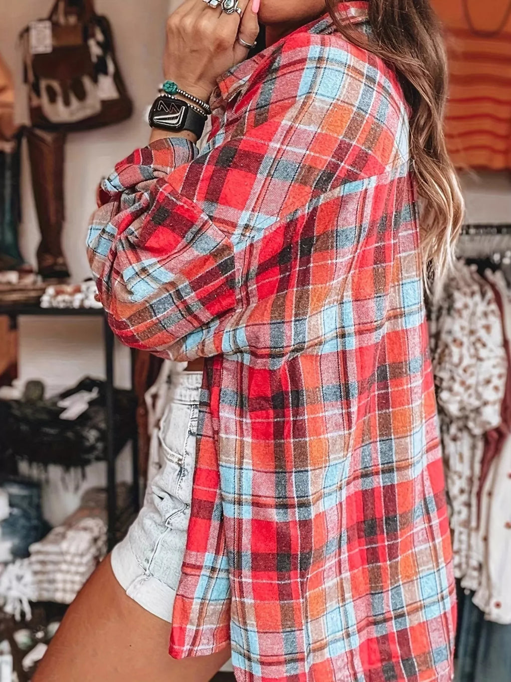 Oversized Plaid Button Up Shirt