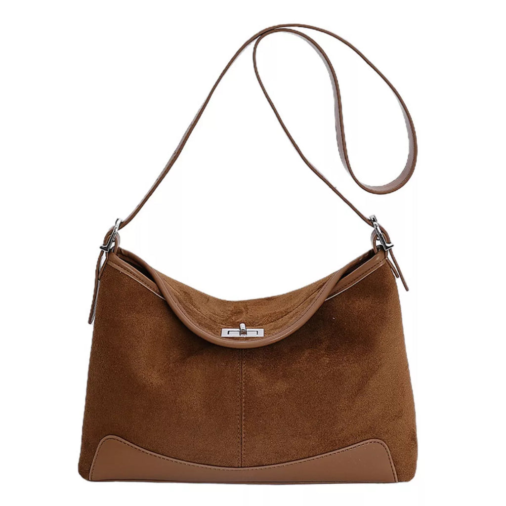 Suede Crossbody Bag with Adjustable Strap
